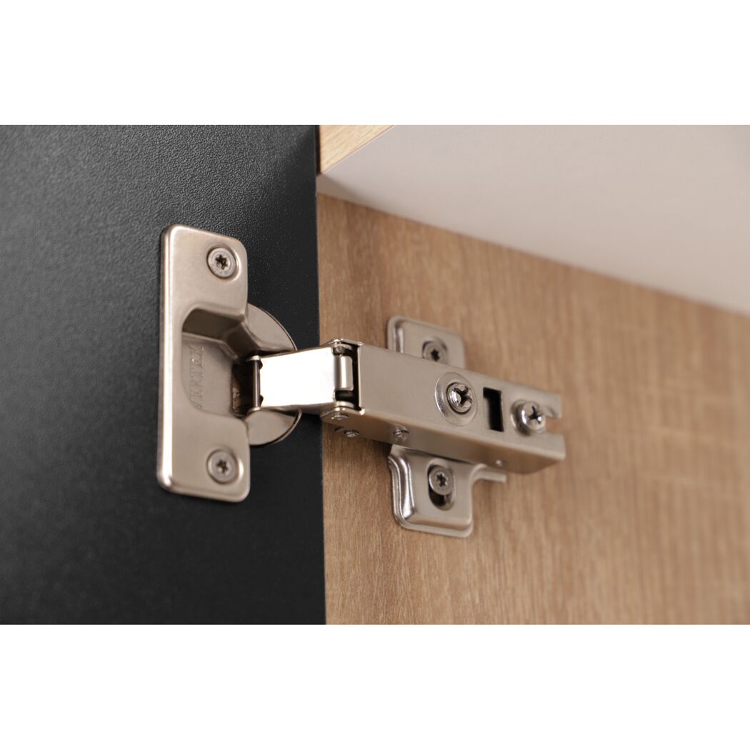 Küchenmöbel-Set 'Merle 3' schwarz/eichefarben mit Spüle und Glaskeramikkochfeld 100 cm