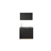 Küchenmöbel-Set 'Merle 4'  schwarz/eichefarben mit Spüle und Glaskeramikkochfeld 100 cm