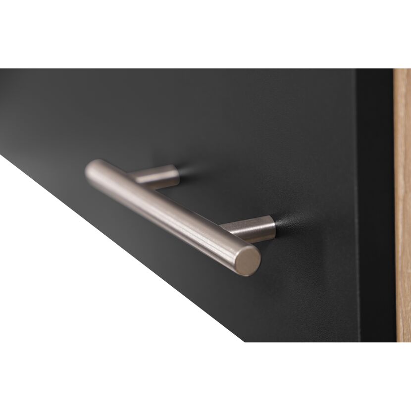 Küchenmöbel-Set 'Merle 4'  schwarz/eichefarben mit Spüle und Glaskeramikkochfeld 100 cm