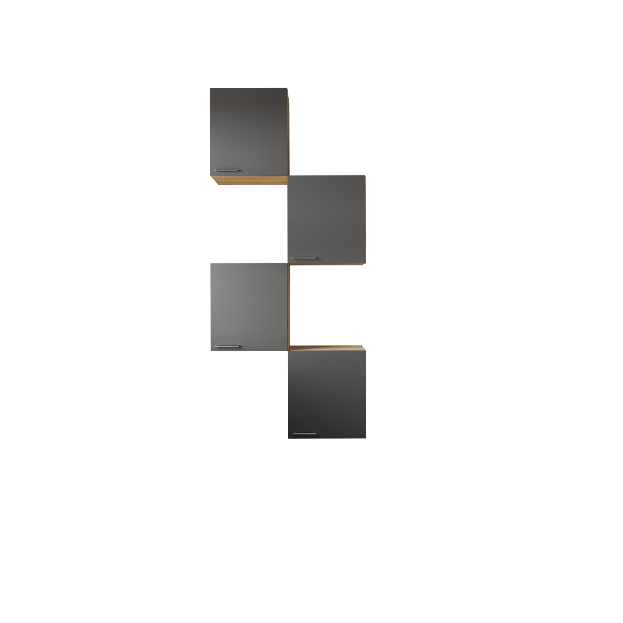 Küchenmöbel-Set 'Merle 7' grau/eichefarben 4 x Oberschränke 50 cm