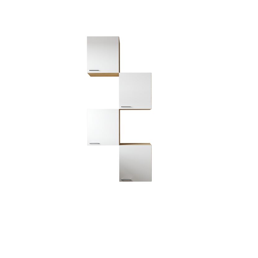 Küchenmöbel-Set 'Merle 7' weiß/eichefarben 4 x Oberschränke 50 cm