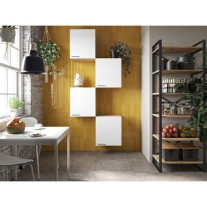 Küchenmöbel-Set 'Merle 7' weiß/eichefarben 4 x Oberschränke 50 cm