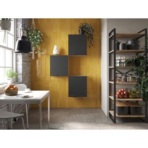 Küchenmöbel-Set 'Merle 8' schwarz/eichefarben 3 x Oberschränke 50 cm