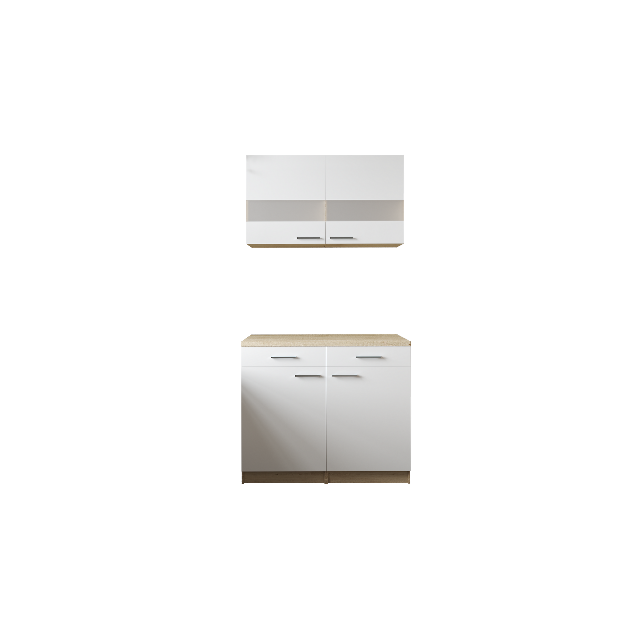 Küchenmöbel-Set 'Merle 9' weiß/eichefarben 100 cm