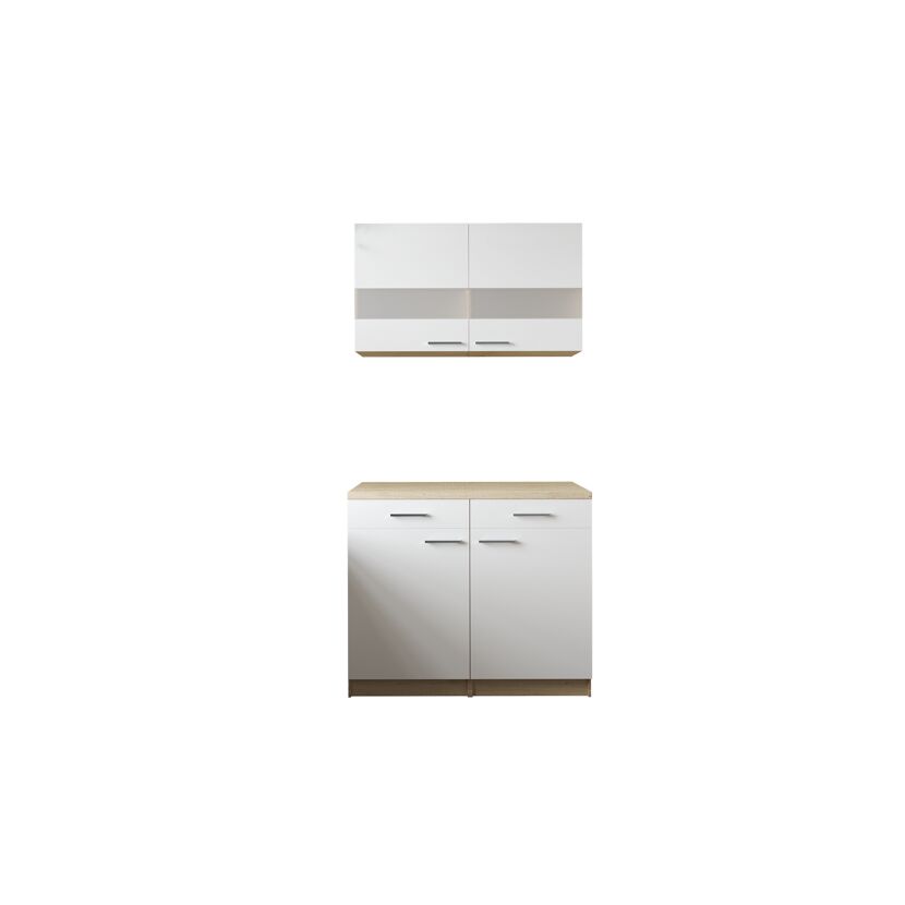 Küchenmöbel-Set 'Merle 9' weiß/eichefarben 100 cm