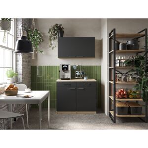 Küchenmöbel-Set 'Merle 10' schwarz/eichefarben 100 cm