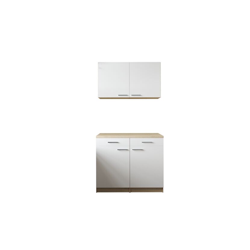 Küchenmöbel-Set 'Merle 10' weiß/eichefarben 100 cm