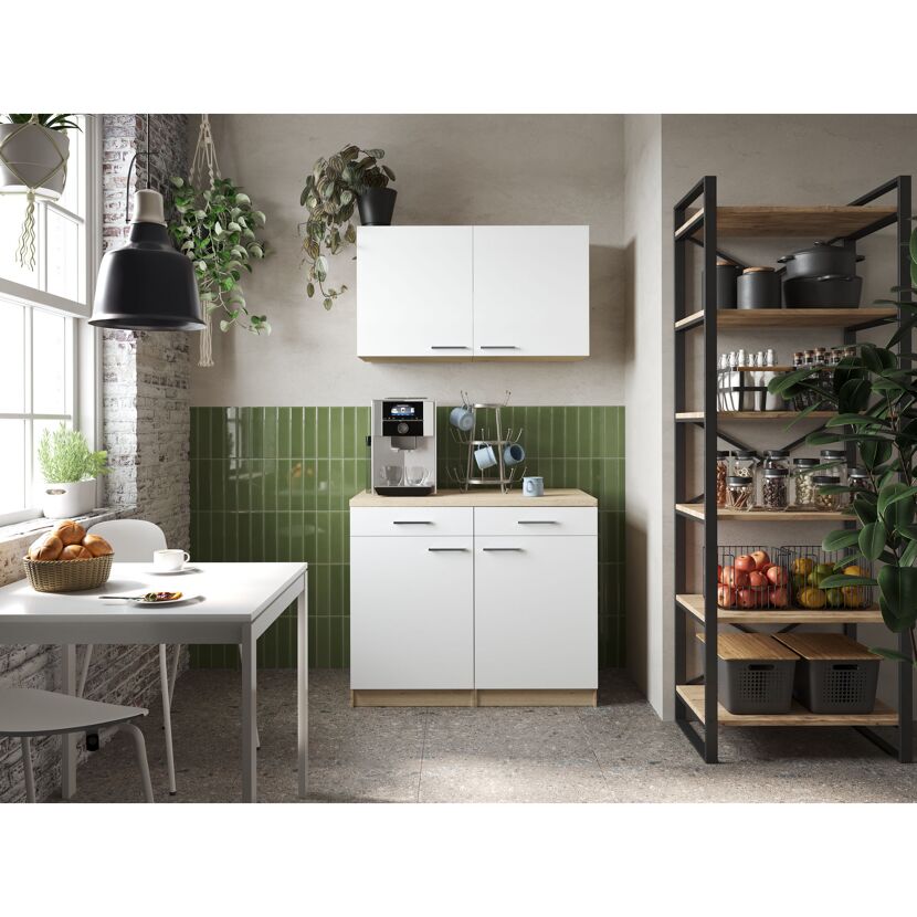 Küchenmöbel-Set 'Merle 10' weiß/eichefarben 100 cm