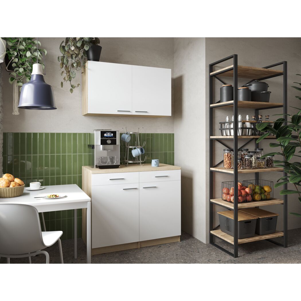 Küchenmöbel-Set 'Merle 10' weiß/eichefarben 100 cm