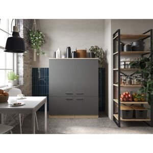 Küchenmöbel-Set 'Merle 11' grau/eichefarben 145 x 120 x 60 cm