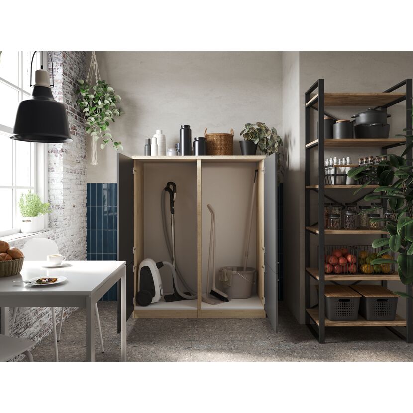 Küchenmöbel-Set 'Merle 11' grau/eichefarben 145 x 120 x 60 cm