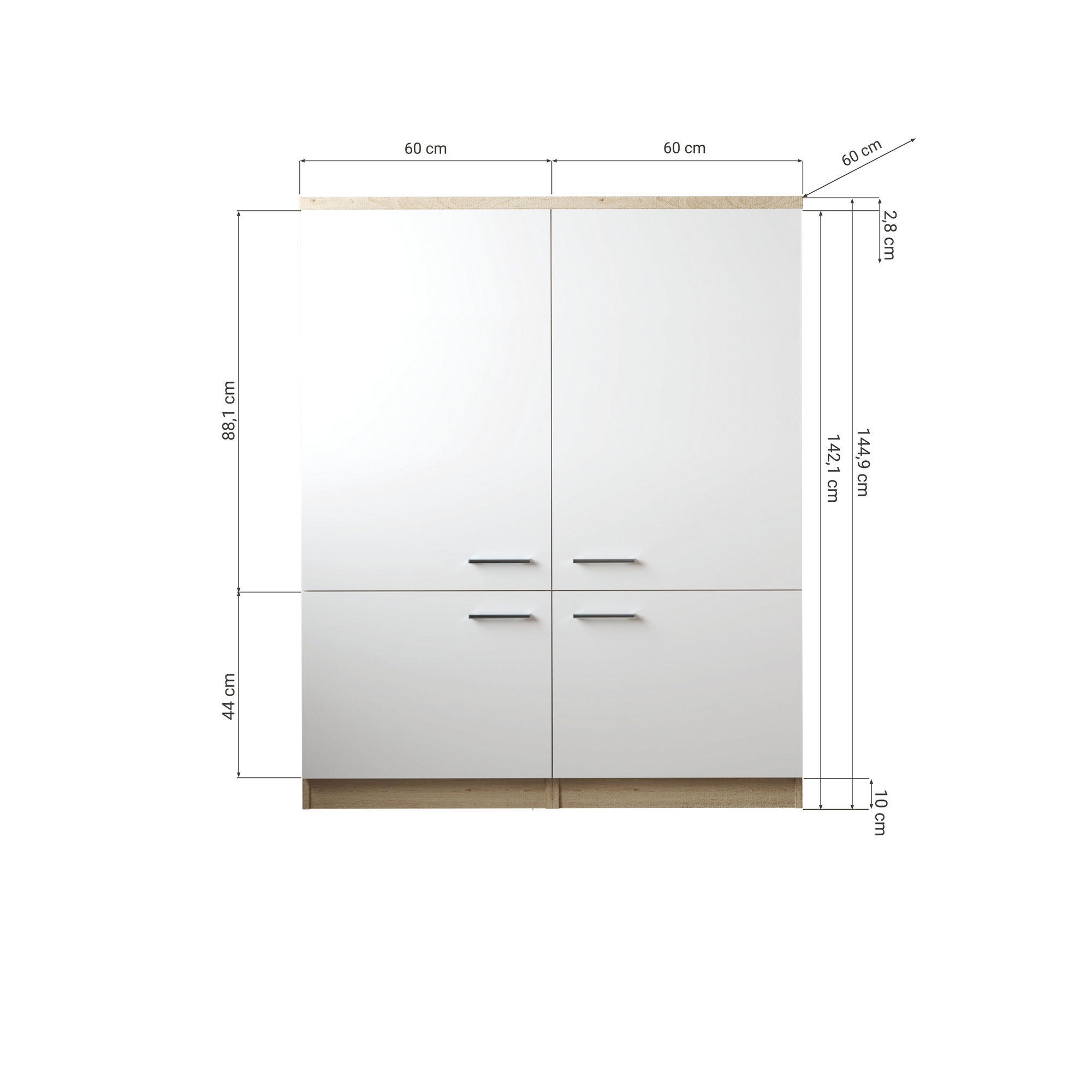 Küchenmöbel-Set 'Merle 11' grau/eichefarben 145 x 120 x 60 cm