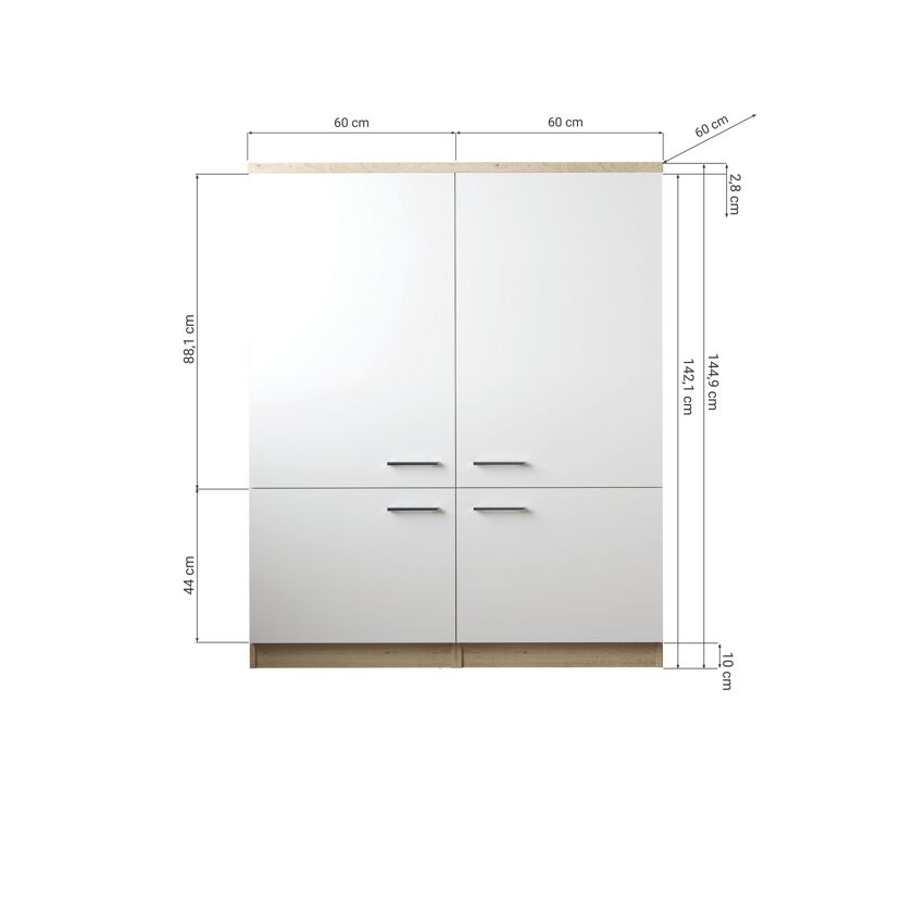 Küchenmöbel-Set 'Merle 11' grau/eichefarben 145 x 120 x 60 cm