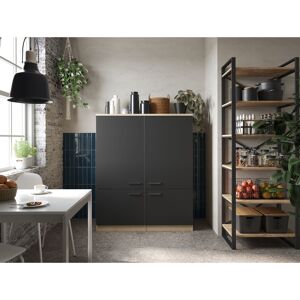 Küchenmöbel-Set 'Merle 11' schwarz/eichefarben 145 x 120 x 60 cm