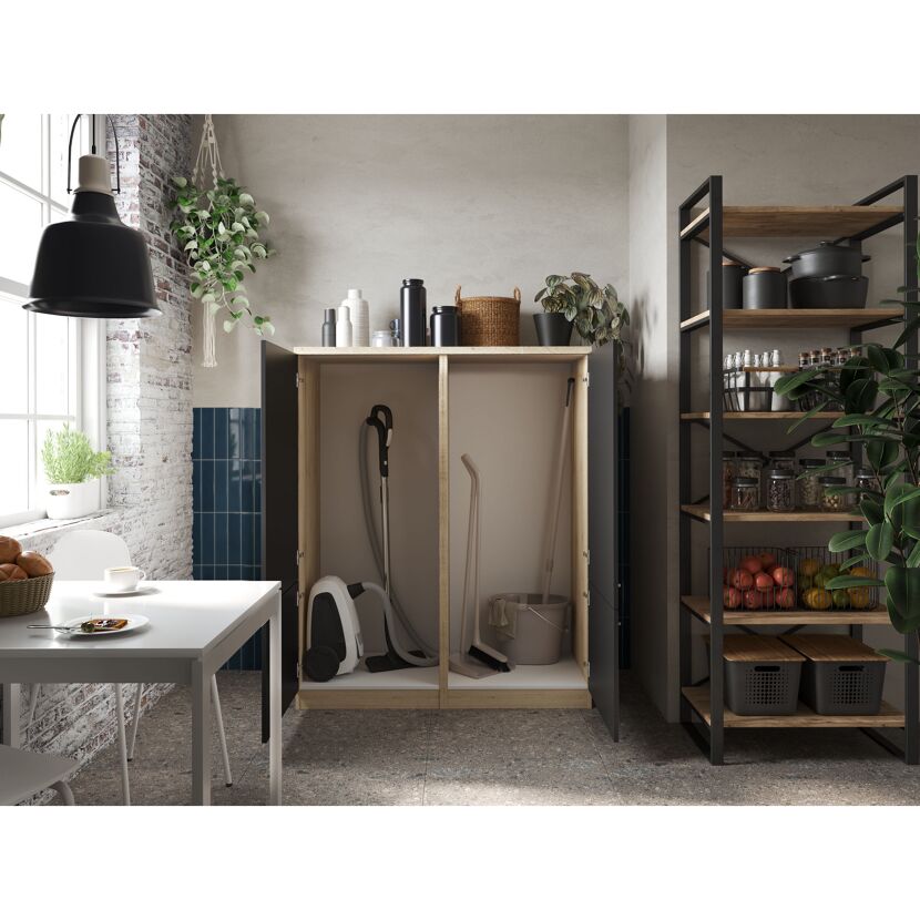 Küchenmöbel-Set 'Merle 11' schwarz/eichefarben 145 x 120 x 60 cm