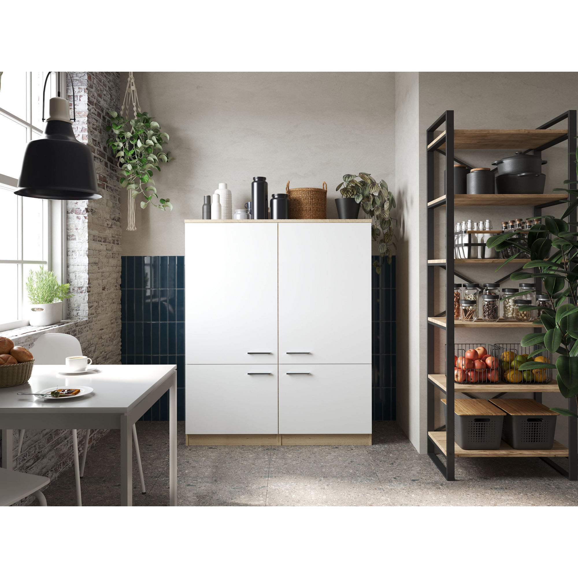 Küchenmöbel-Set 'Merle 11' weiß/eichefarben 145 x 120 x 60 cm