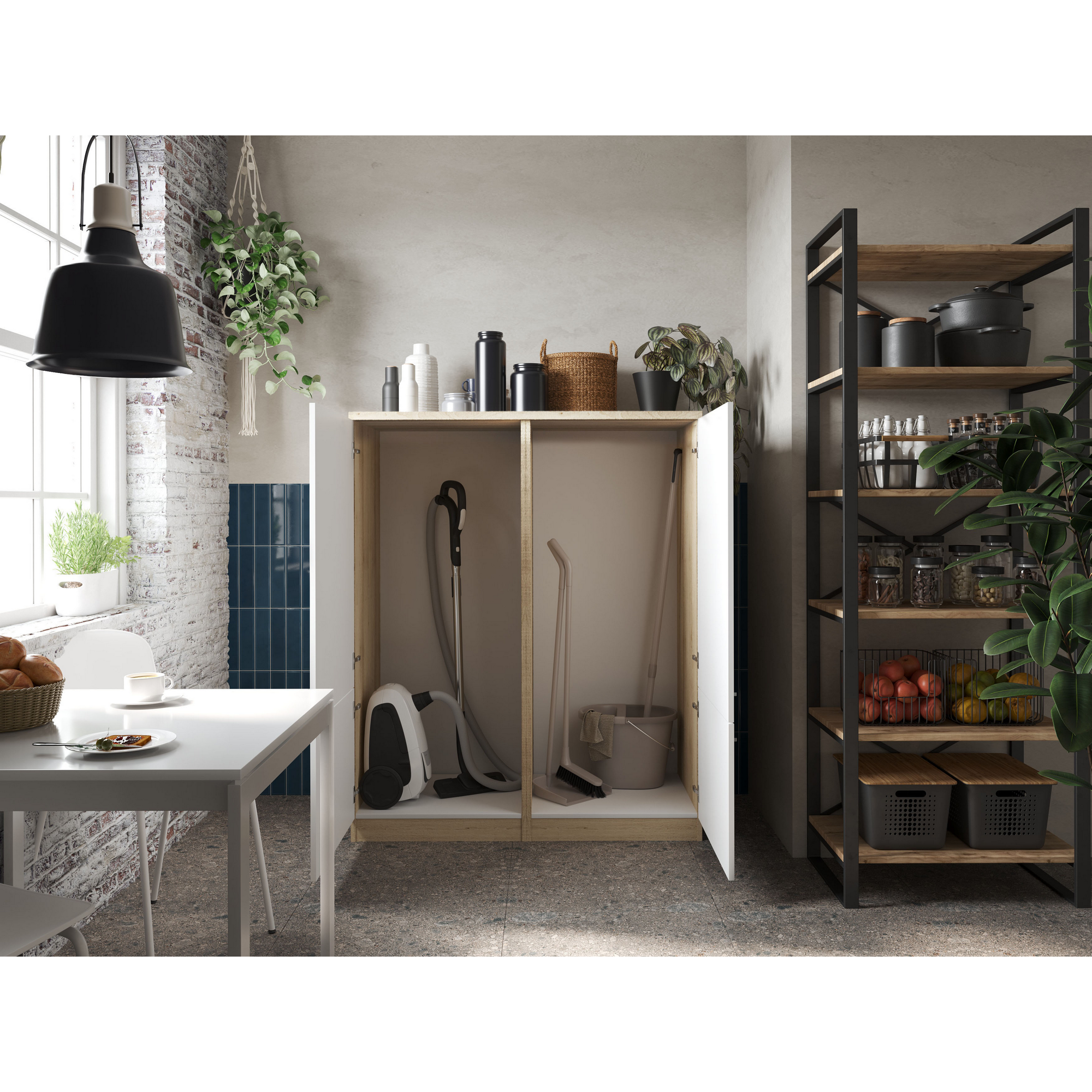 Küchenmöbel-Set 'Merle 11' weiß/eichefarben 145 x 120 x 60 cm