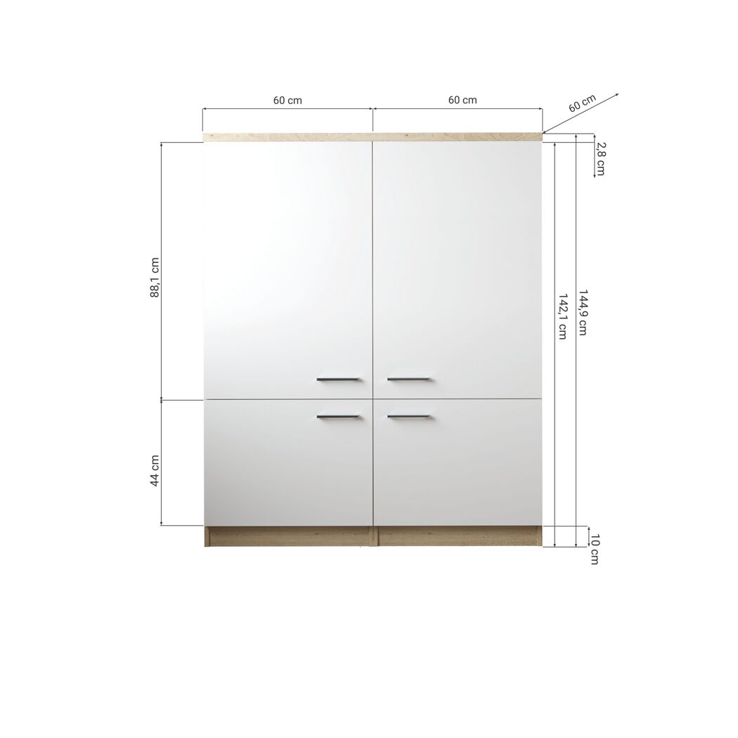 Küchenmöbel-Set 'Merle 11' weiß/eichefarben 145 x 120 x 60 cm