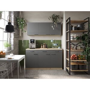 Küchenmöbel-Set 'Merle 12' grau/eichefarben 150 cm