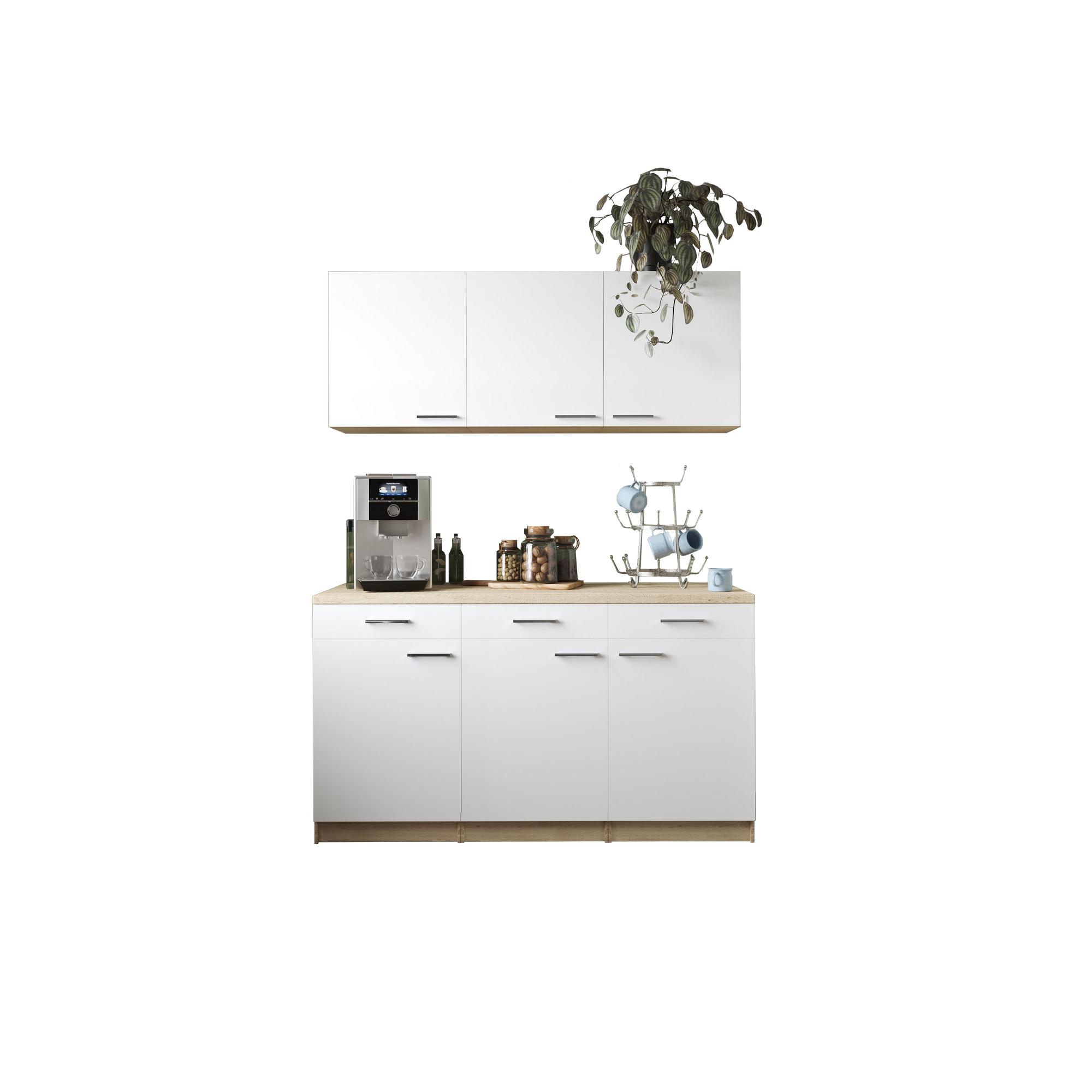 Küchenmöbel-Set 'Merle 12' weiß/eichefarben 150 cm