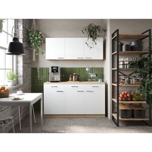 Küchenmöbel-Set 'Merle 12' weiß/eichefarben 150 cm