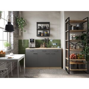 Küchenmöbel-Set 'Merle 13' grau/eichefarben 150 x 60 x 85 cm