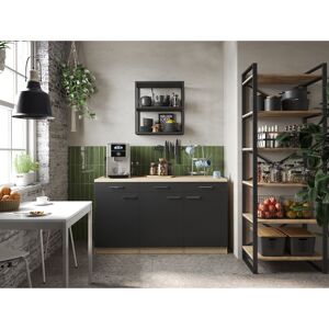 Küchenmöbel-Set 'Merle 13' schwarz/eichefarben 150 x 60 x 85 cm