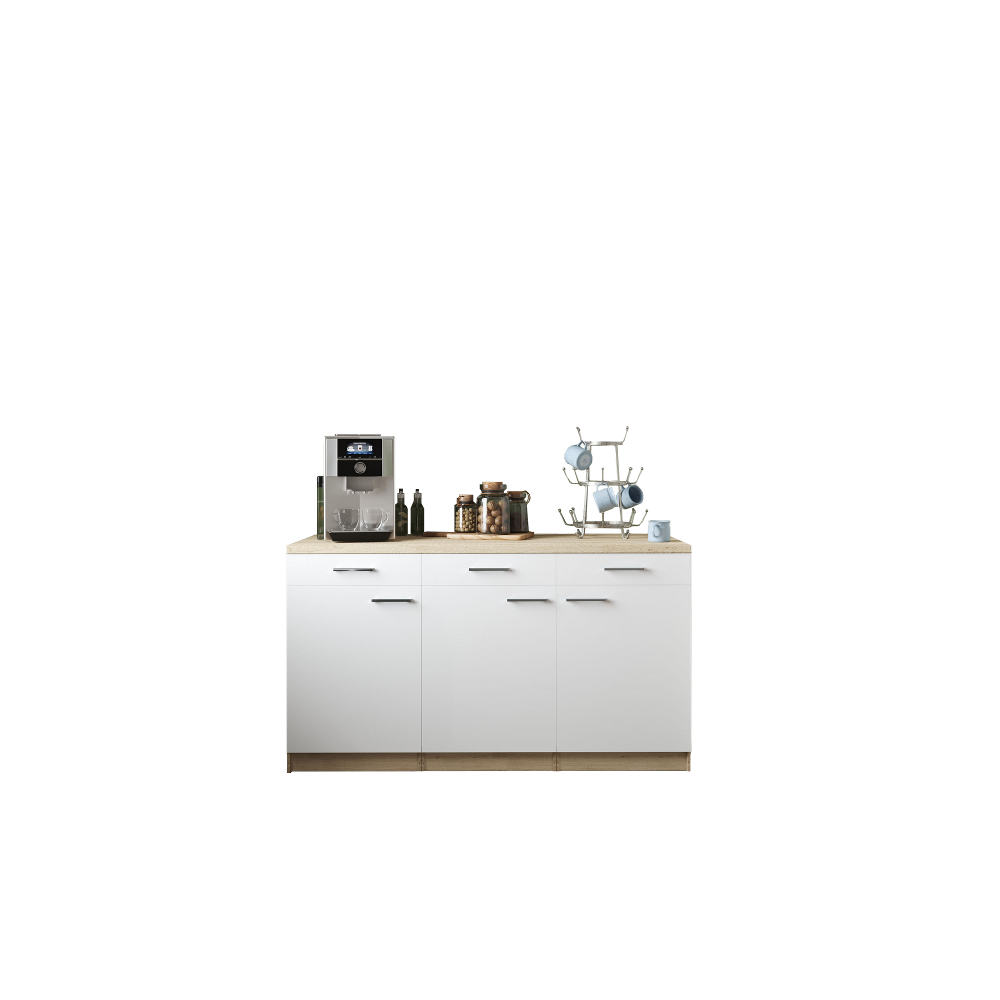 Küchenmöbel-Set 'Merle 13' weiß/eichefarben 150 x 60 x 85 cm