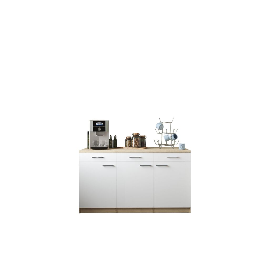 Küchenmöbel-Set 'Merle 13' weiß/eichefarben 150 x 60 x 85 cm
