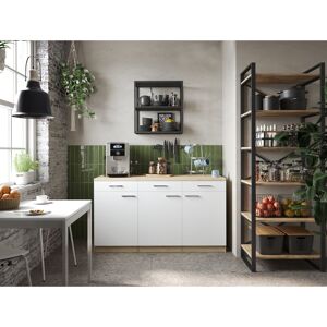 Küchenmöbel-Set 'Merle 13' weiß/eichefarben 150 x 60 x 85 cm