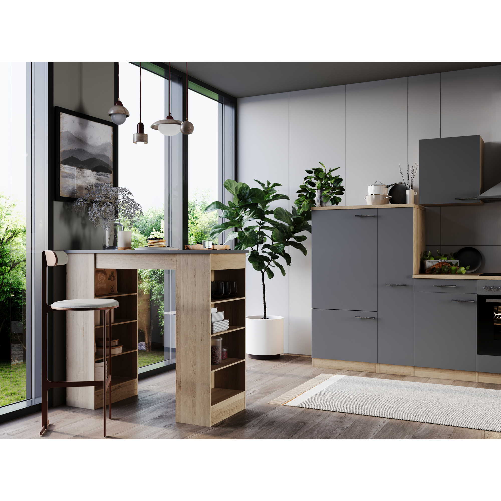 Bartisch 'Merle' grau/eichefarben 115 x 103 x 50 cm