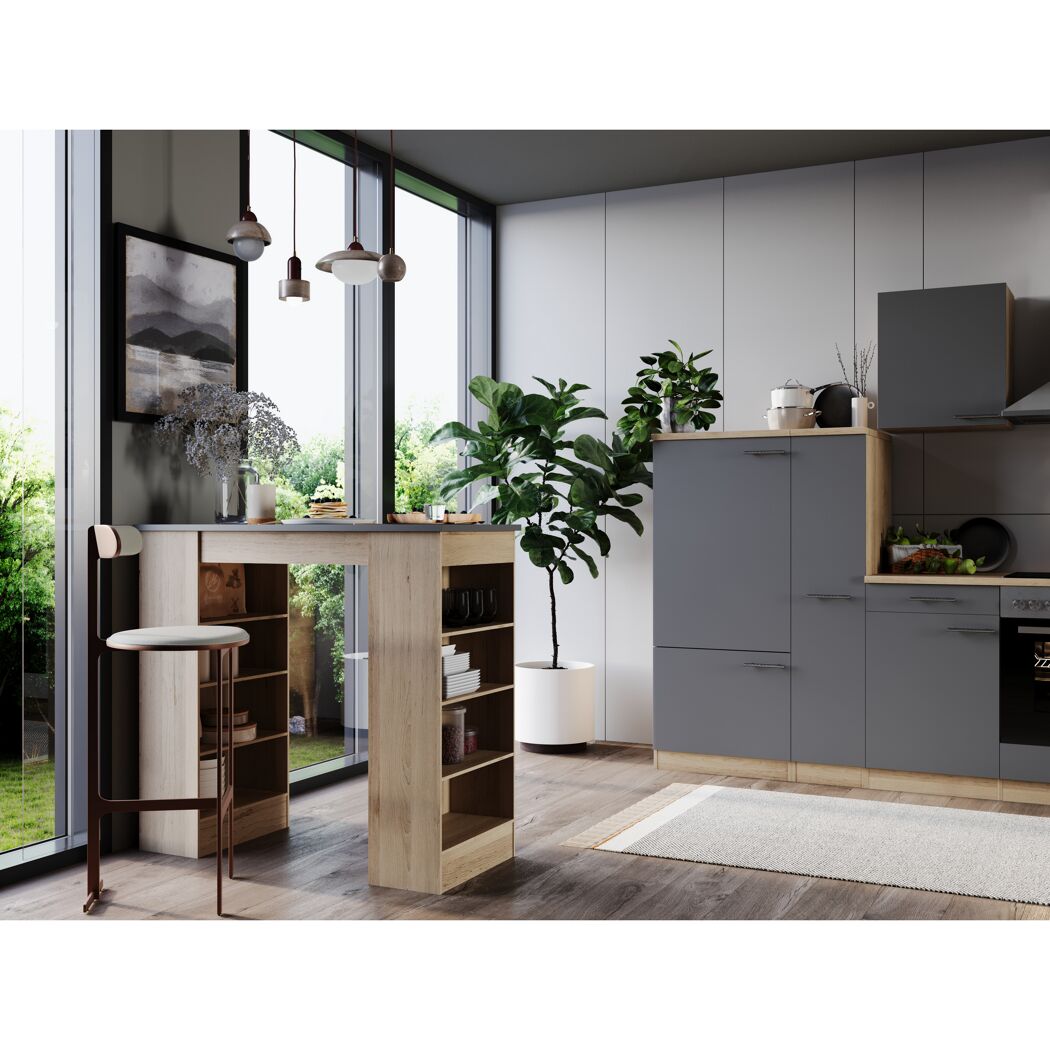 Bartisch 'Merle' grau/eichefarben 115 x 103 x 50 cm