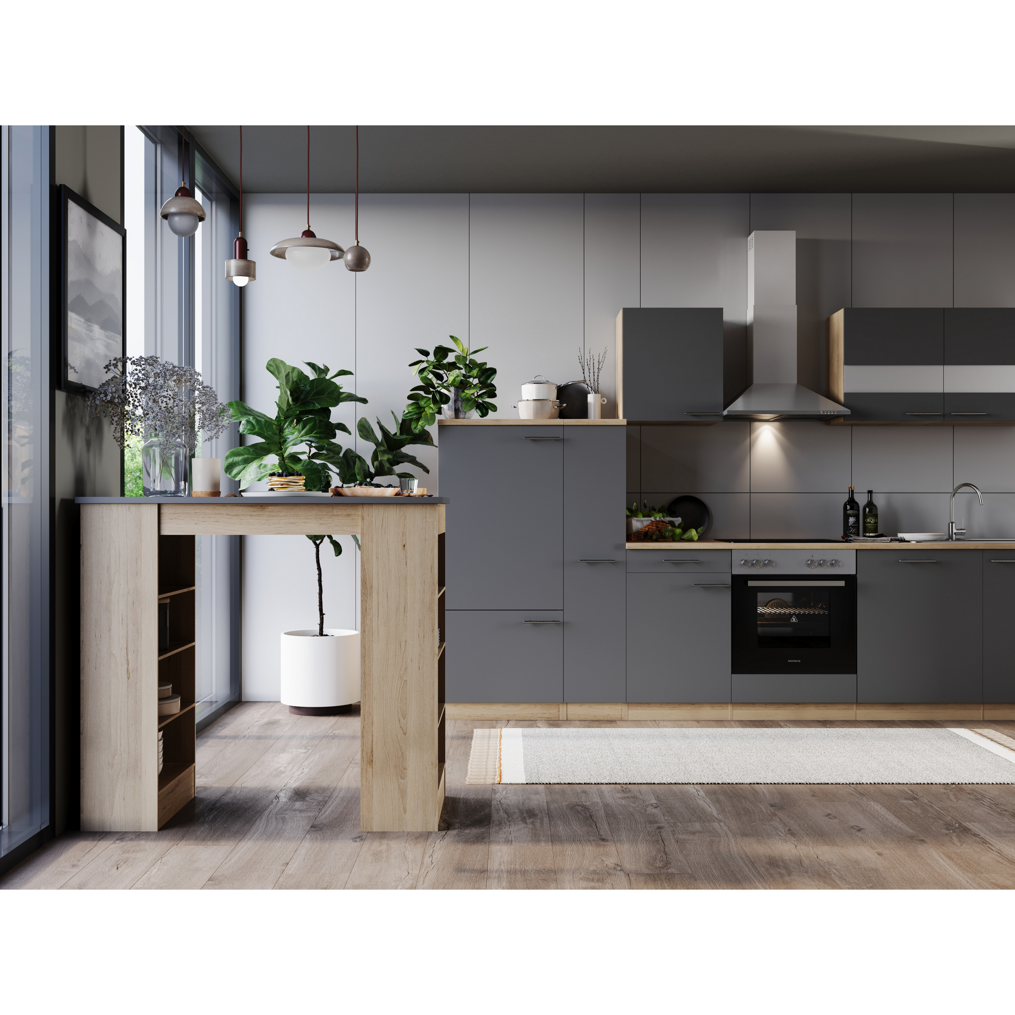 Bartisch 'Merle' grau/eichefarben 115 x 103 x 50 cm