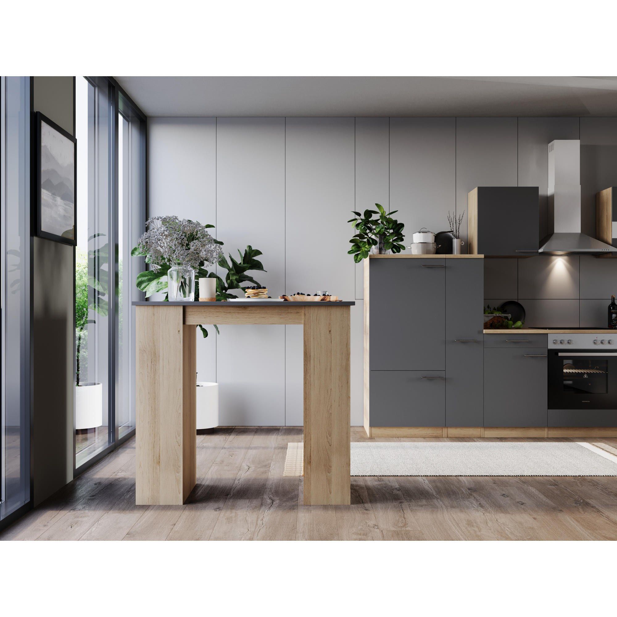 Bartisch 'Merle' grau/eichefarben 115 x 103 x 50 cm