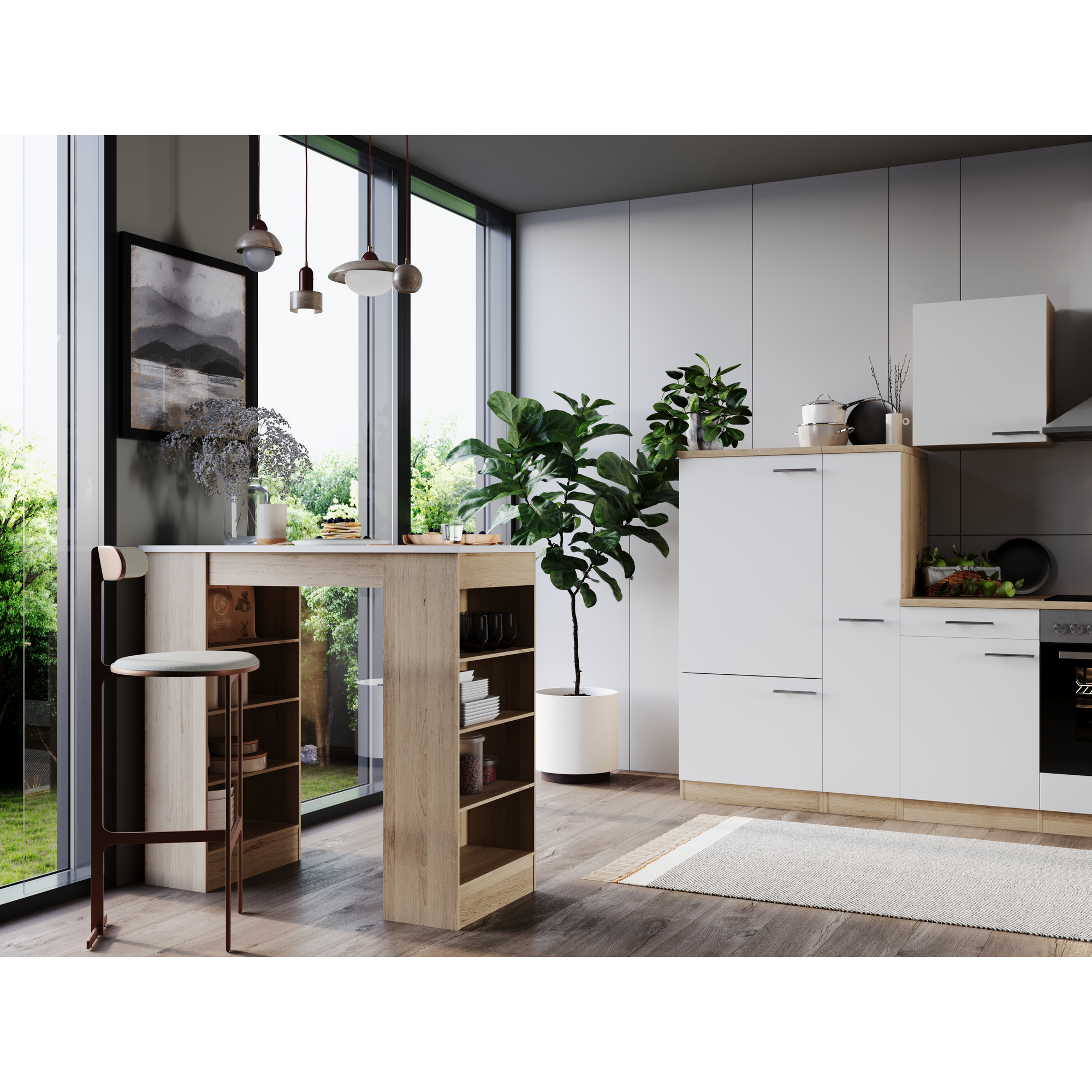 Bartisch 'Merle' weiß/eichefarben 115 x 103 x 50 cm