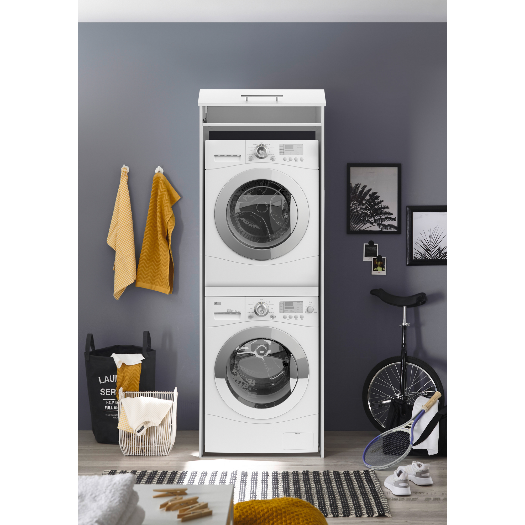 Waschmaschinenumbauschrank 'Clara 1' weiß matt 67,4 x 200 x 67,6 cm