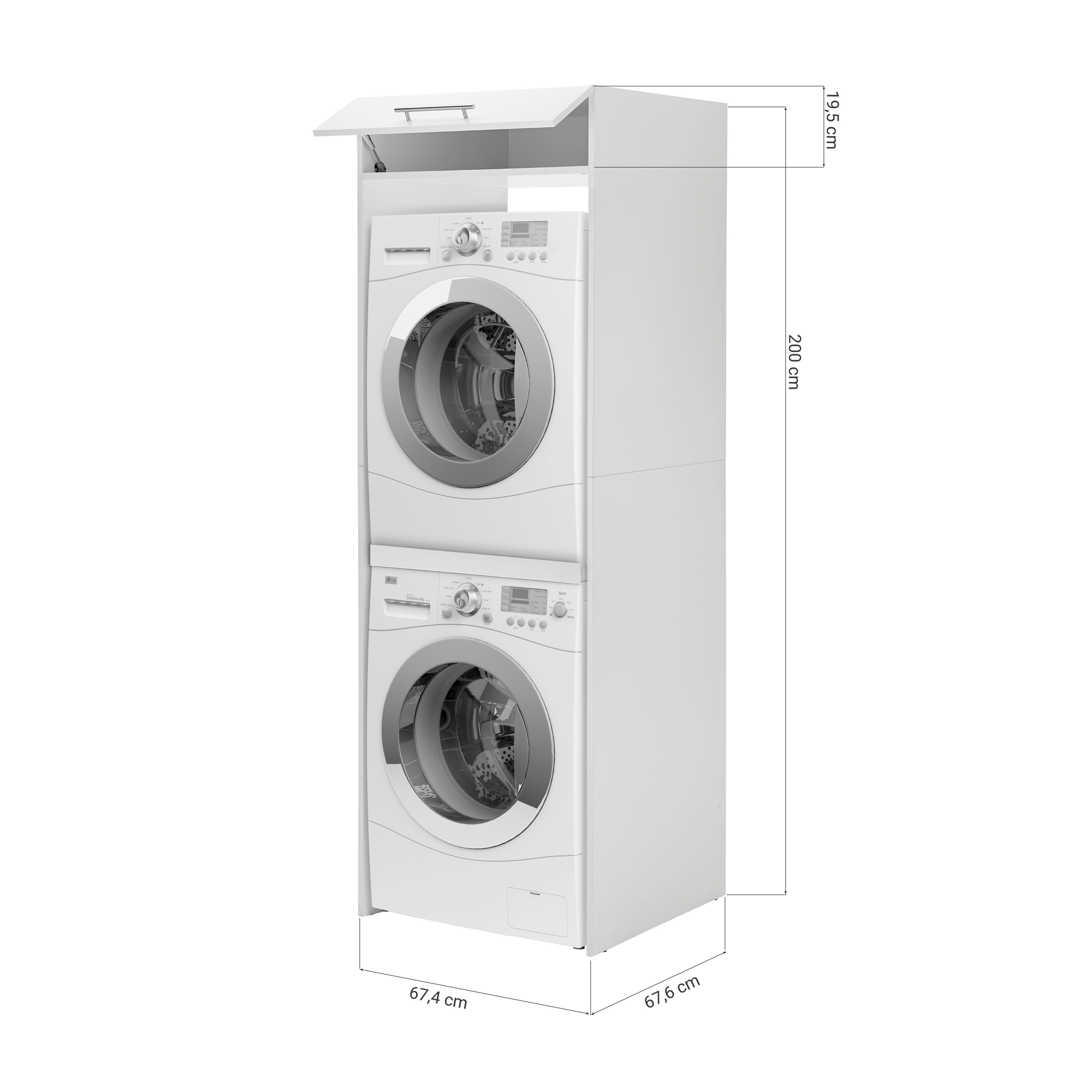 Waschmaschinenumbauschrank 'Clara 1' weiß matt 67,4 x 200 x 67,6 cm