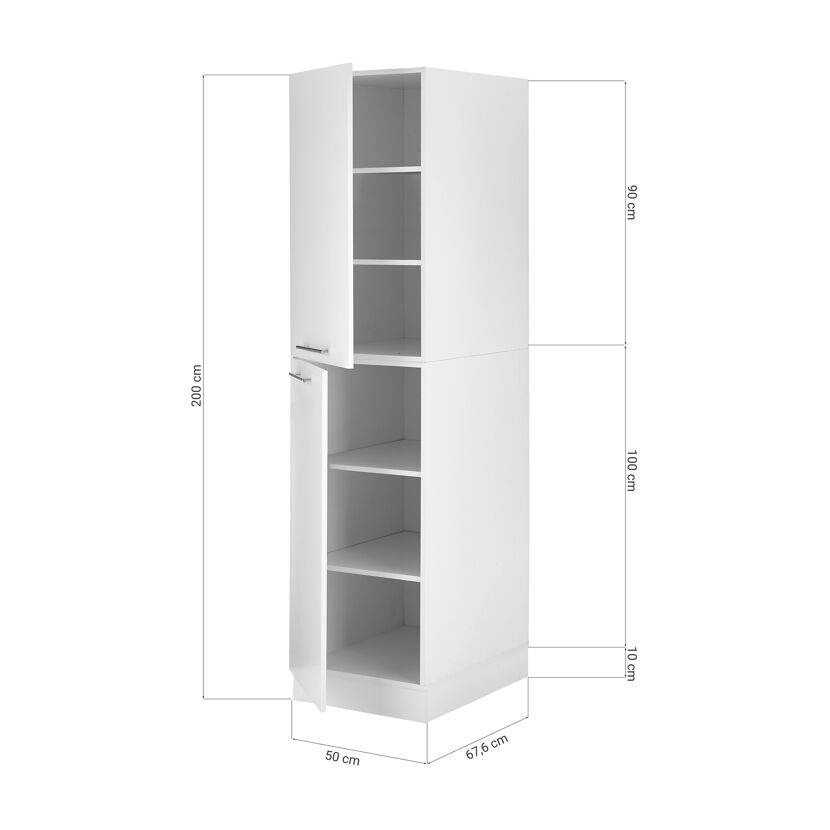 Hochschrank 'Clara 4' weiß matt 50 x 200 x 67,6 cm