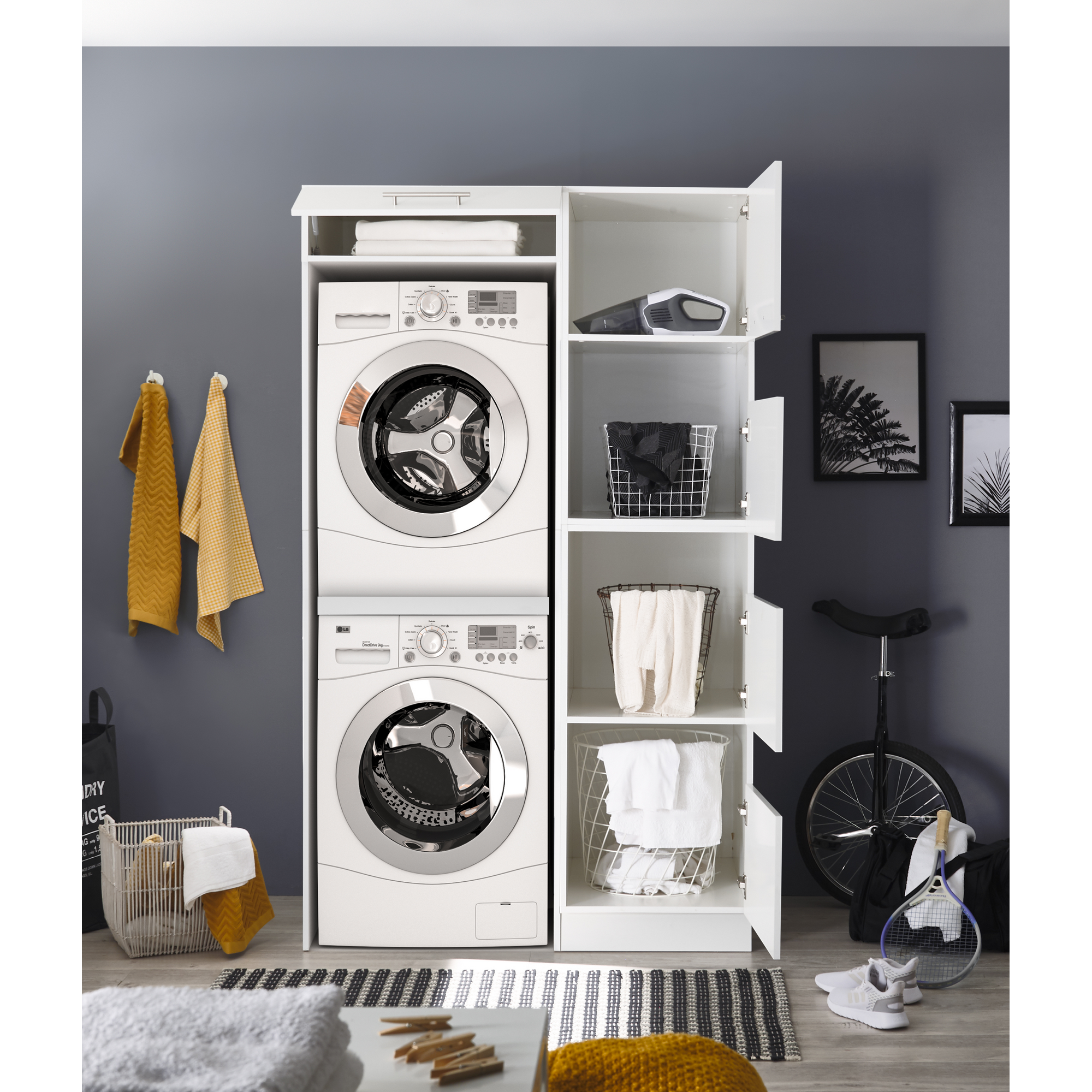 Hauswirtschaftsraum-Set 'Clara 5' weiß matt 117,4 x 200 x 67,6 cm