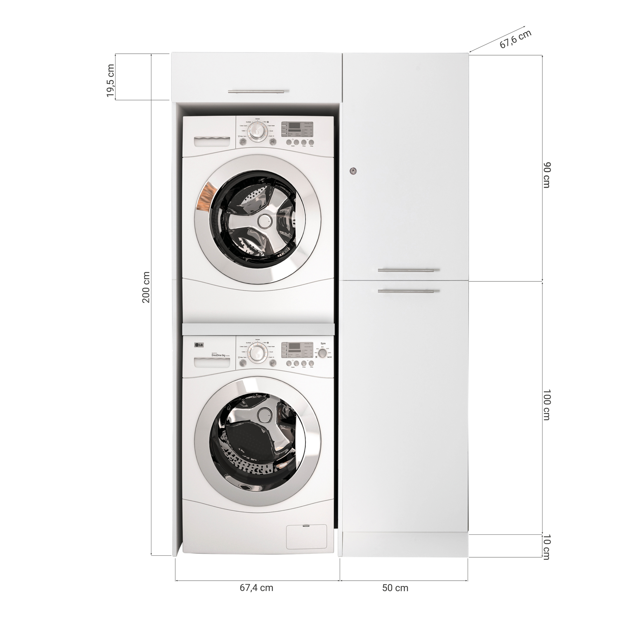 Hauswirtschaftsraum-Set 'Clara 6' weiß matt 117,4 x 200 x 67,6 cm