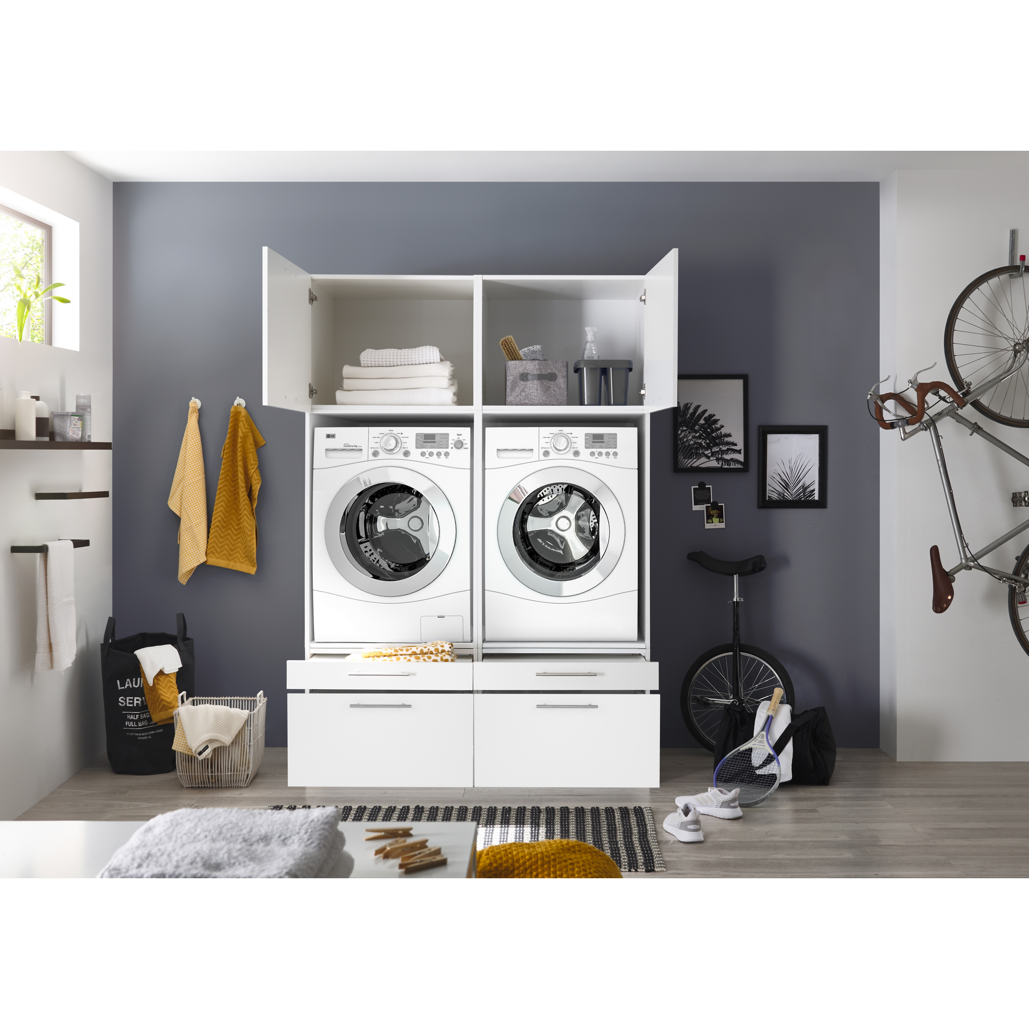 Hauswirtschaftsraum-Set 'Clara 7' weiß matt 134,8 x 200 x 67,6 cm