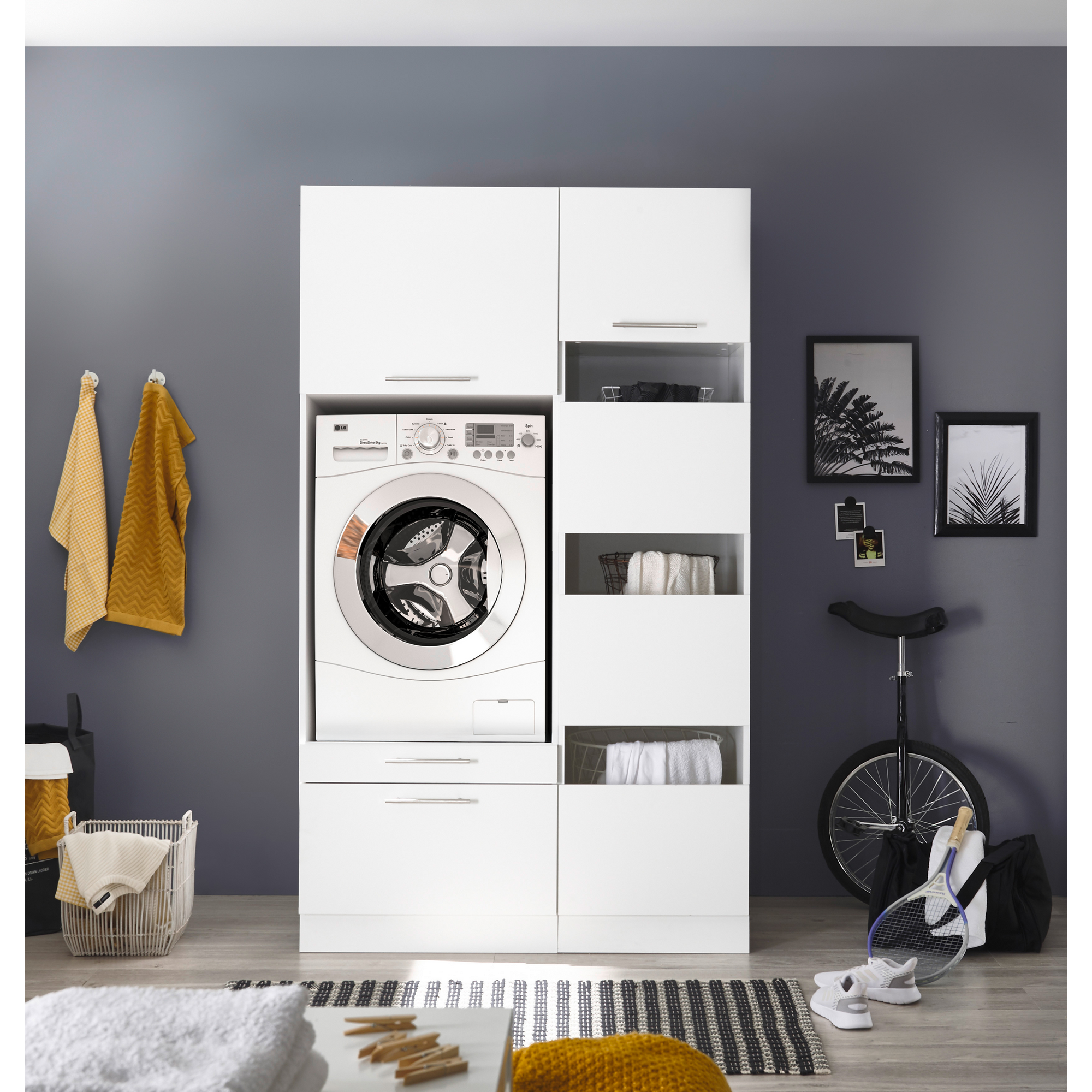 Hauswirtschaftsraum-Set 'Clara 8' weiß matt 117,4 x 200 x 67,6 cm