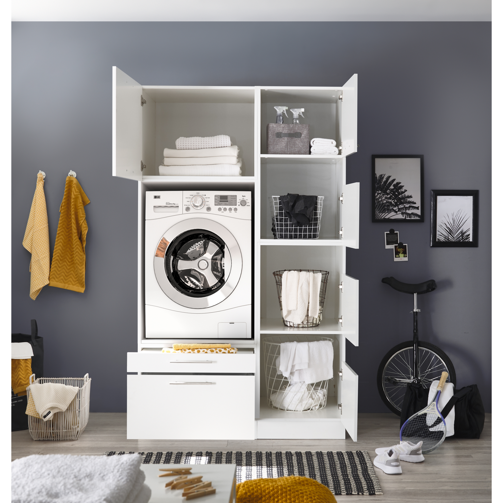 Hauswirtschaftsraum-Set 'Clara 8' weiß matt 117,4 x 200 x 67,6 cm