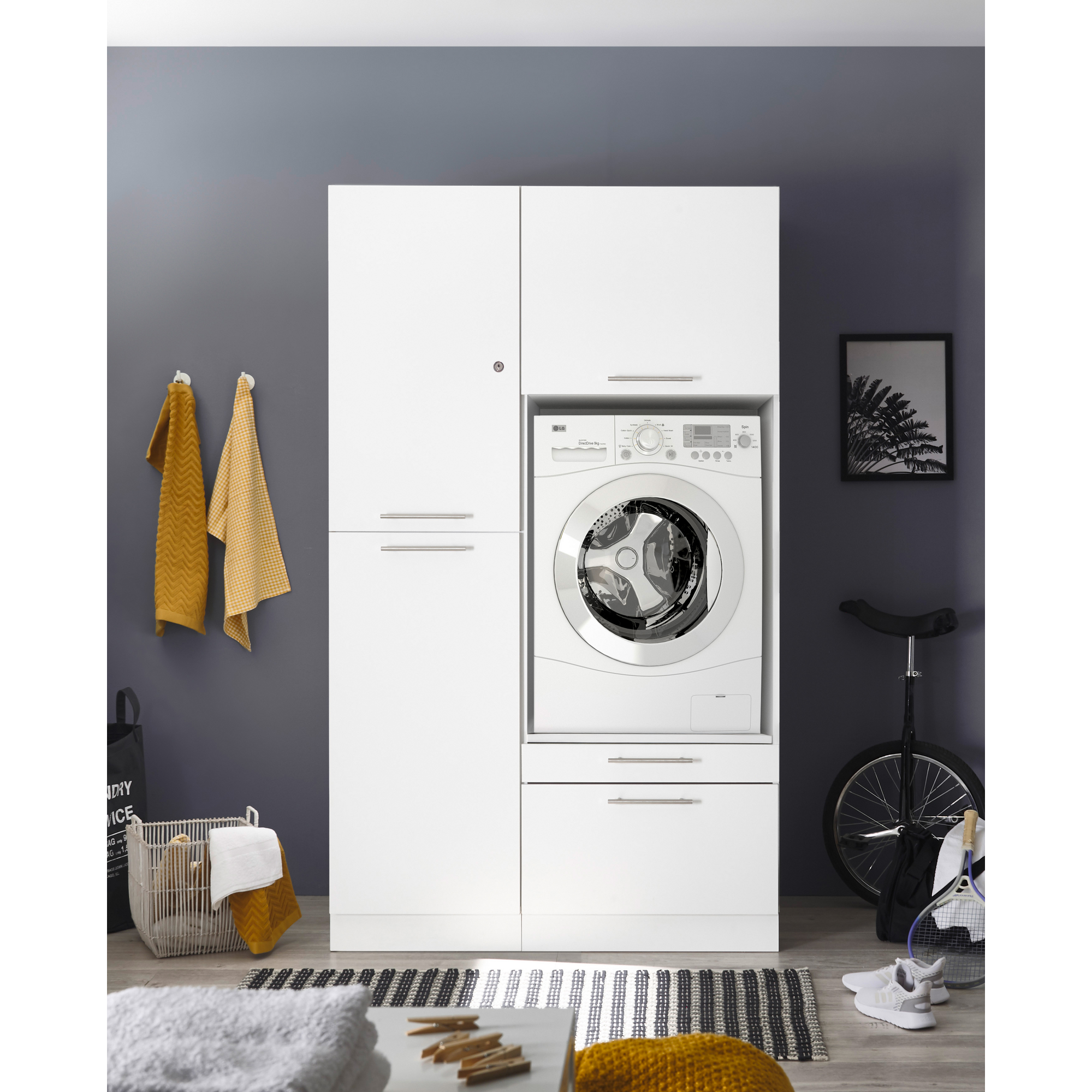 Hauswirtschaftsraum-Set 'Clara 9' weiß matt 117,4 x 200 x 67,6 cm