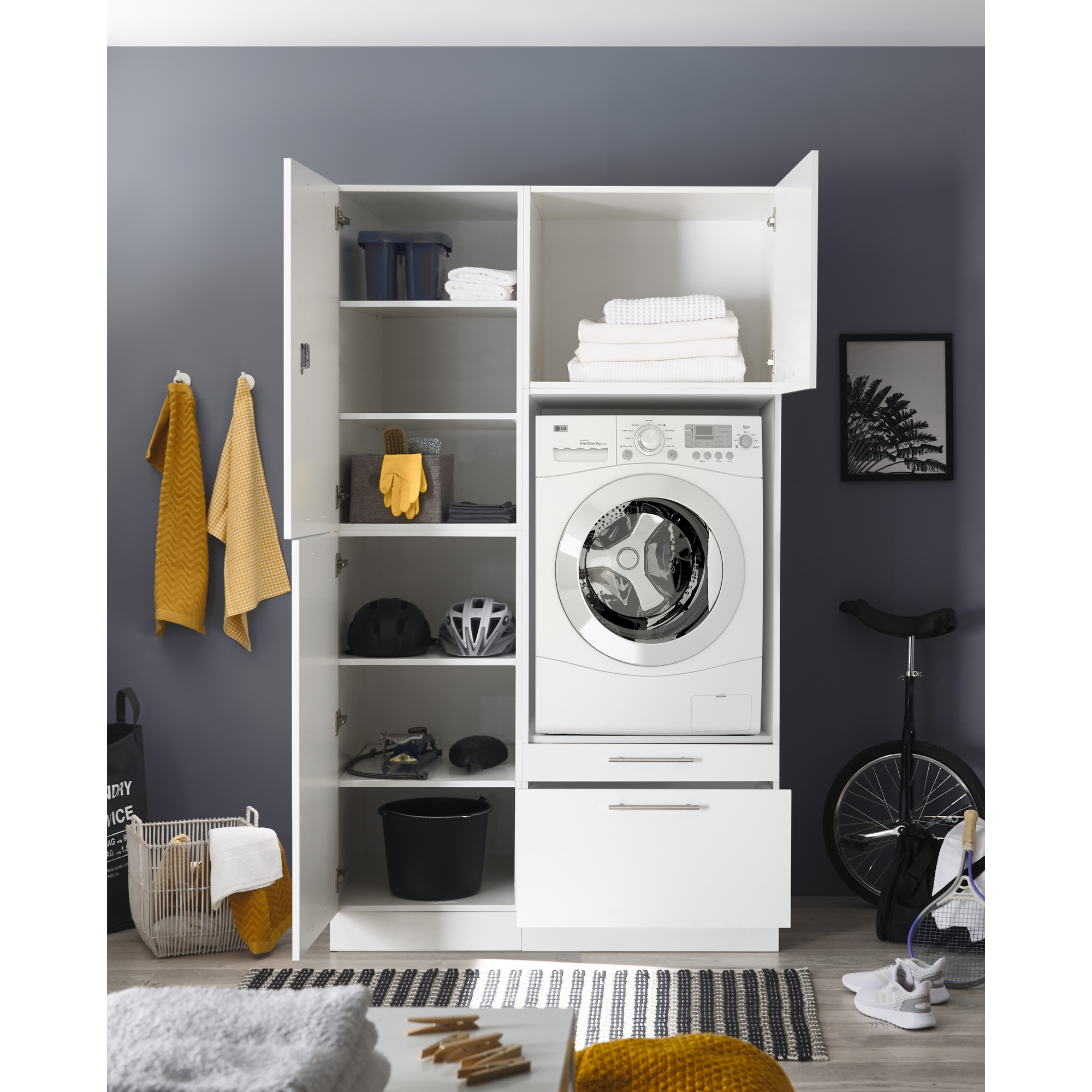 Hauswirtschaftsraum-Set 'Clara 9' weiß matt 117,4 x 200 x 67,6 cm