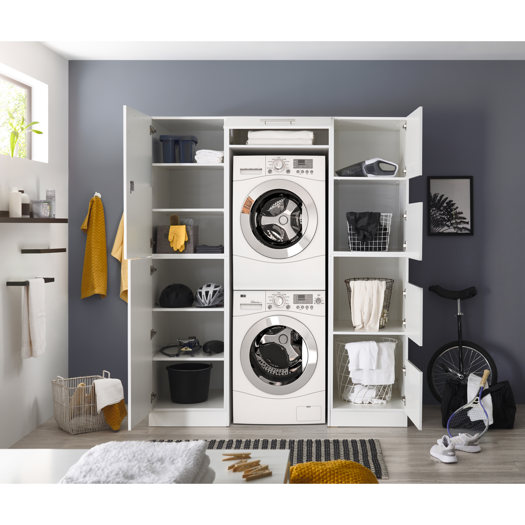 Hauswirtschaftsraum-Set 'Clara 10' weiß matt 167,4 x 200 x 67,6 cm