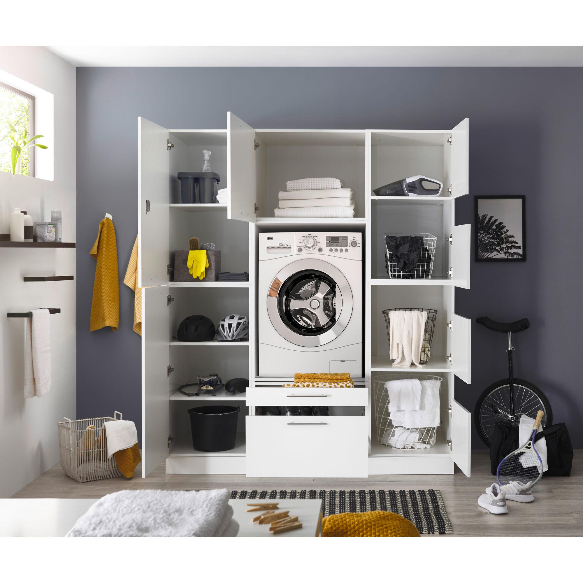 Hauswirtschaftsraum-Set 'Clara 11' weiß matt 167,4 x 200 x 67,6 cm