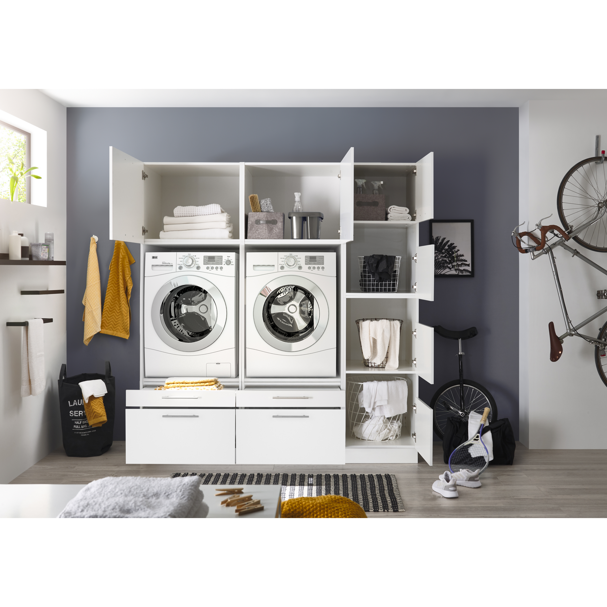 Hauswirtschaftsraum- Set 'Clara 12' weiß matt 184,8 x 200 x 67,6 cm