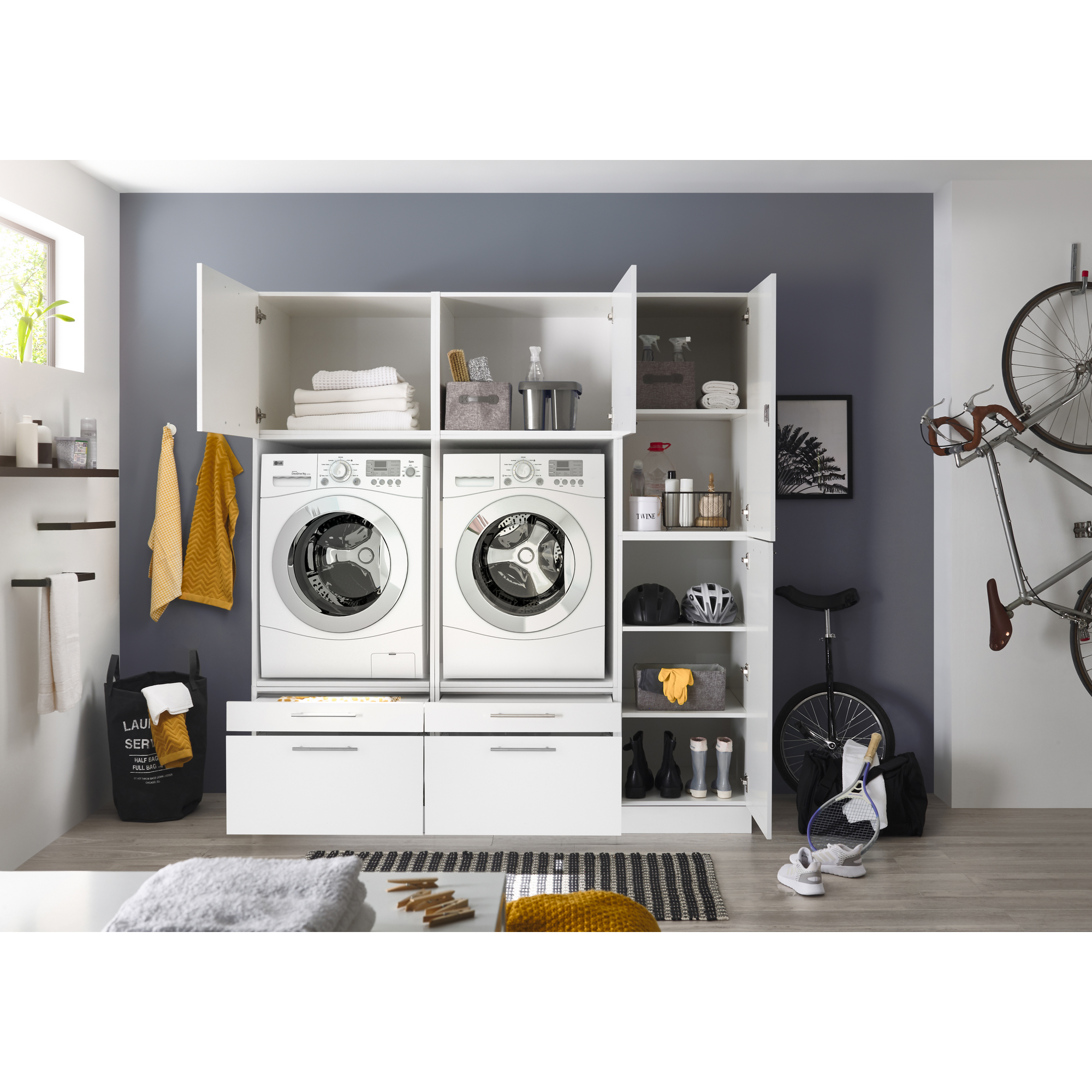 Hauswirtschaftsraum-Set 'Clara 13' weiß matt 184,8 x 200 x 67,6 cm