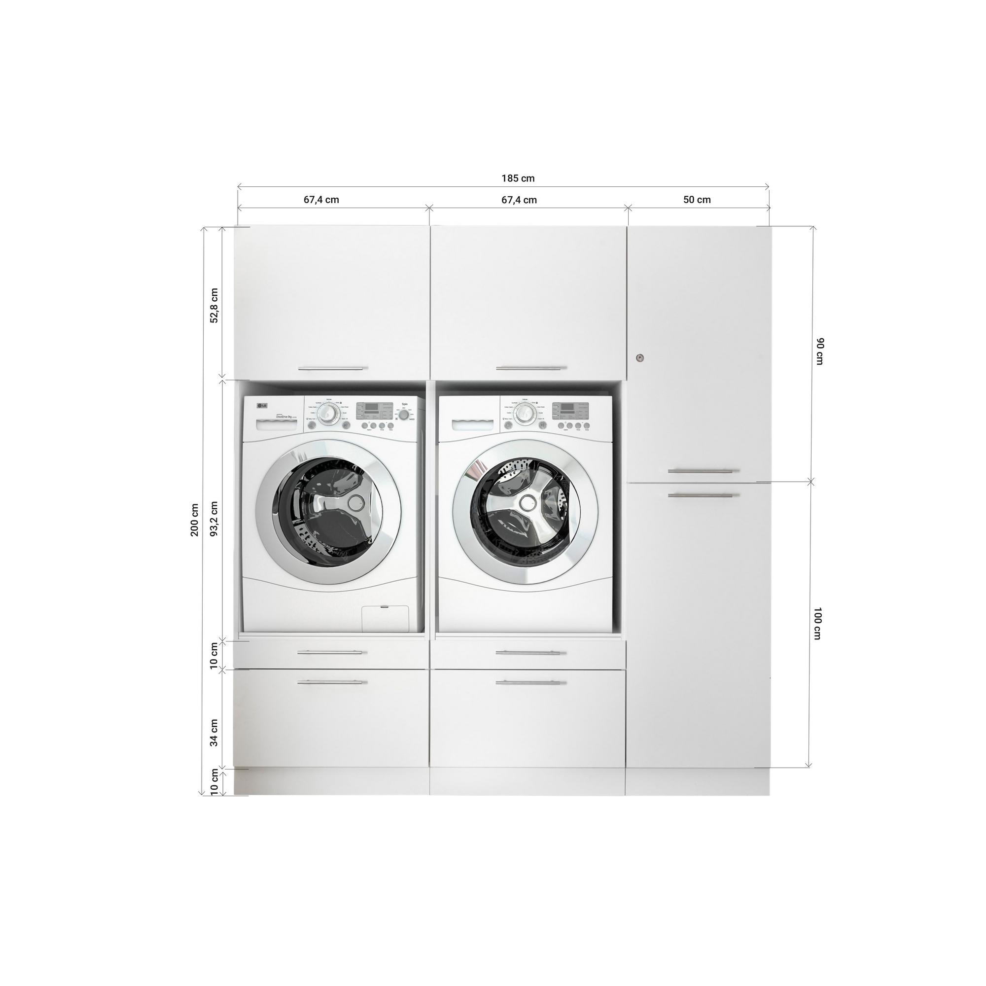 Hauswirtschaftsraum-Set 'Clara 13' weiß matt 184,8 x 200 x 67,6 cm